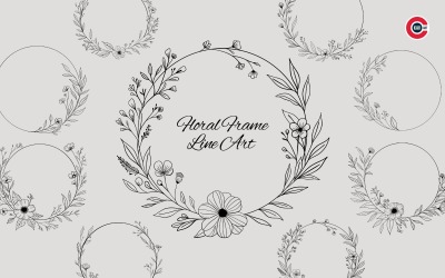 Floral Frame Line Art Illustration Design