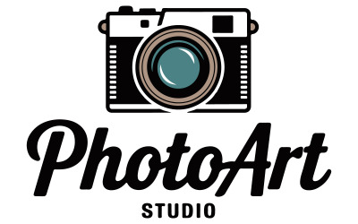 Een retro flat design illustratie van een logo van een trouwfotostudio