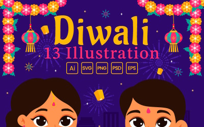 13 Illustration zum Lichterfest Diwali