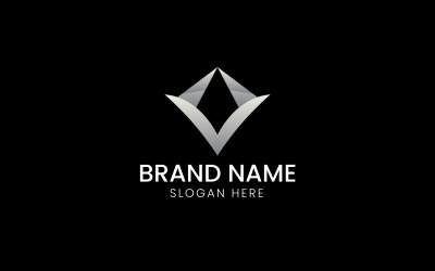 Logotipo de empresa con forma de diamante con la letra V-10-435