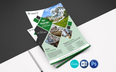 Modello di volantino per società immobiliare, Psd, Word e Canva