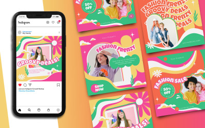 Puzzle post Instagram di moda groovy
