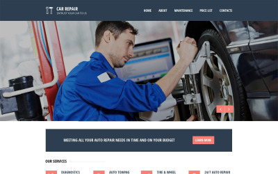 Bilreparations responsiv webbplatsmall