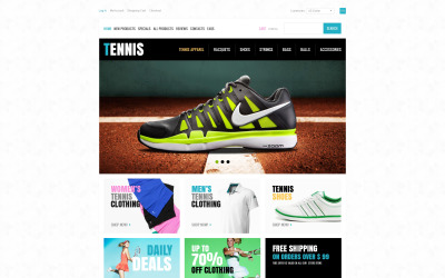 Теннисный магазин ZenCart шаблон