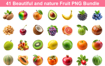 41 Schönes und natürliches Obst-PNG-Bundle