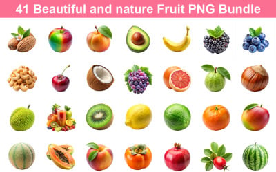 Lot de 41 fruits magnifiques et naturels au format PNG