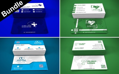 Paket med 4 visitkortsmallar för klinik - sjukhus - läkare