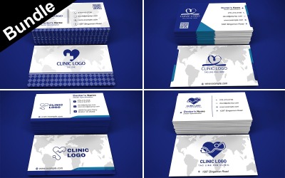 Paket med 4 visitkortsmallar för kliniksjukhus och läkare