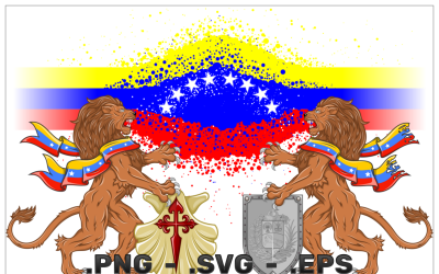 Rampant lion with Venezuela flag