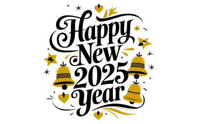 Een vectorillustratie van een typografisch ontwerp De tekst Gelukkig Nieuwjaar 2025