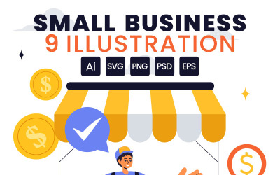 9 Illustrazione vettoriale di piccole imprese