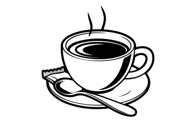 Cup of Coffee on Saucer Vector Illustration