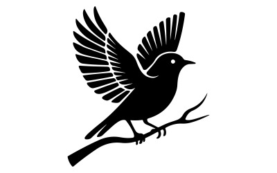Eine Silhouettendarstellung eines Vogels, der auf einem Ast thront