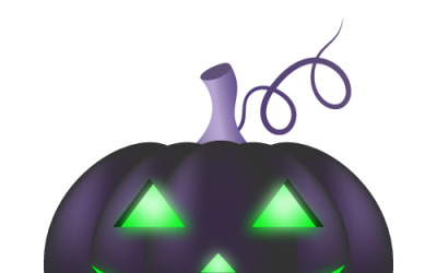 Jack'o-lantern - a Halloween dark purple pumpkin with a luminous smiling face