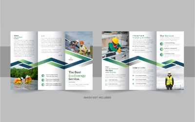 Brochure pieghevole a tre ante sull&amp;#39;energia solare, progettazione di brochure pieghevole a tre ante sull&amp;#39;energia ecologica o sui pannelli solari