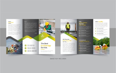 Drieluikbrochure voor zonne-energie, sjabloonontwerp voor drieluikbrochure voor eco-energie of zonnepanelen
