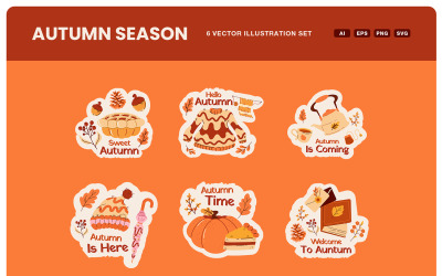 Herbst-Saison-Aufkleber-Set