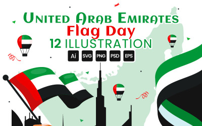 12 Ilustracja Dnia Flagi Zjednoczonych Emiratów Arabskich