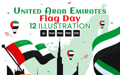 Ilustración del Día de la Bandera de los Emiratos Árabes Unidos 12