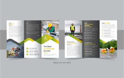 Solar energy trifold brochure, eco energy or solar panel trifold brochure template design