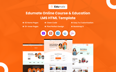 Edumate online tanfolyam és oktatás LMS HTML webhelysablon