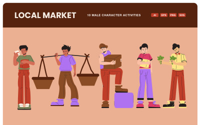 Indonesisk man i lokal marknad Illustration