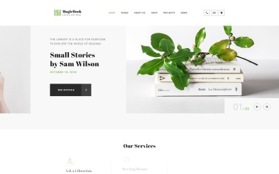 "MagicBook - Library & Shop HTML5" Responsive Website template №46251