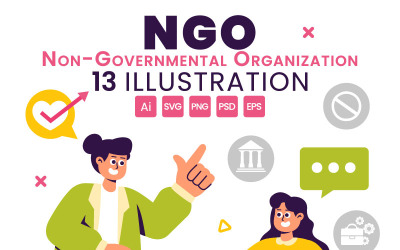 13 NGO or Non Governmental Organization Illustration