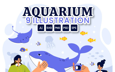 9 Aquarium Vector Illustration