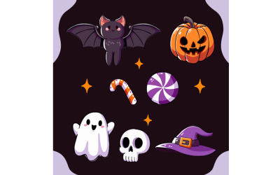 Handritad Halloween-elementsamling