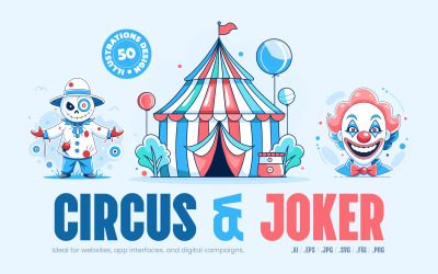 Ilustrace cirkusových umělců