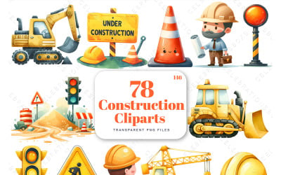 Watercolor Construction Clipart, Construction vehicles clipart, Crane, Bulldozer, Birthday Boy
