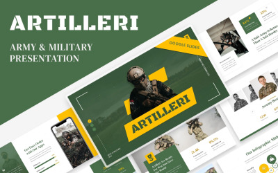 Artilleri – Katonai és hadsereg bemutató Google Slides sablon