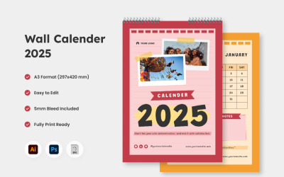 Calendario de pared 2025 Diseño V3