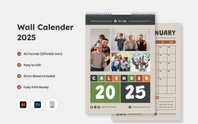 Calendario de pared 2025 Diseño V5