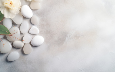 Creative background abstract smooth pebble stone and shells under transparent