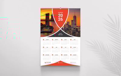 Корпоративный дизайн календаря для настенного векторного шаблона