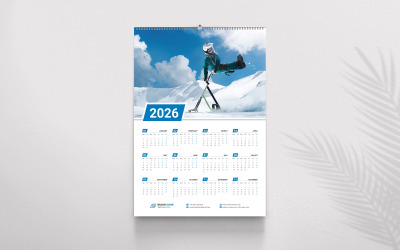 Modelo de vetor de design de calendário de parede mensal corporativo