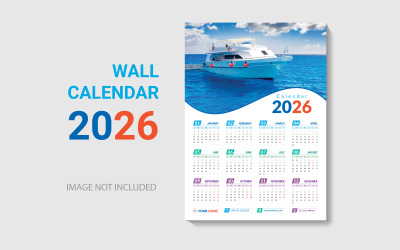 One Page Calendar Design For Office Desk Or Wall Vector Template