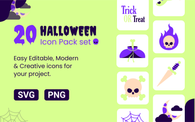 Sada 20 Halloween Icon Pack