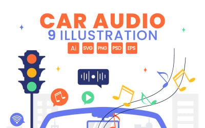 9 Ilustração vetorial de áudio automotivo