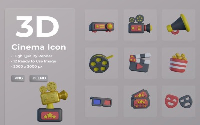 Pacote de design de conjunto de ícones de cinema 3D