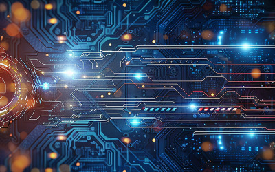 Abstract futuristic circuit board, Illustration high computer technology texture