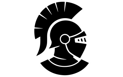 A logo with a black helmet of a medieval knight
