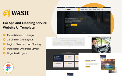 Car Wash - Auto Spa And Cleaning Service Web Figma UI Template
