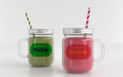 Mason Drinking Glass Jar Mockup for Customizable Branding 14