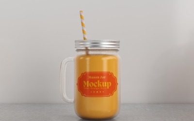 Mason Drinking Glass Jar Mockup for Customizable Branding 34