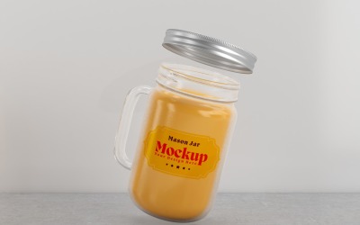 Mason Drinking Glass Jar Mockup for Customizable Branding 35