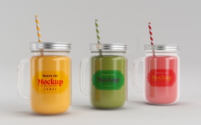Mason Drinking Glass Jar Mockup for Customizable Branding 36