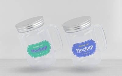 Mason Drinking Glass Jar Mockup for Customizable Branding 41